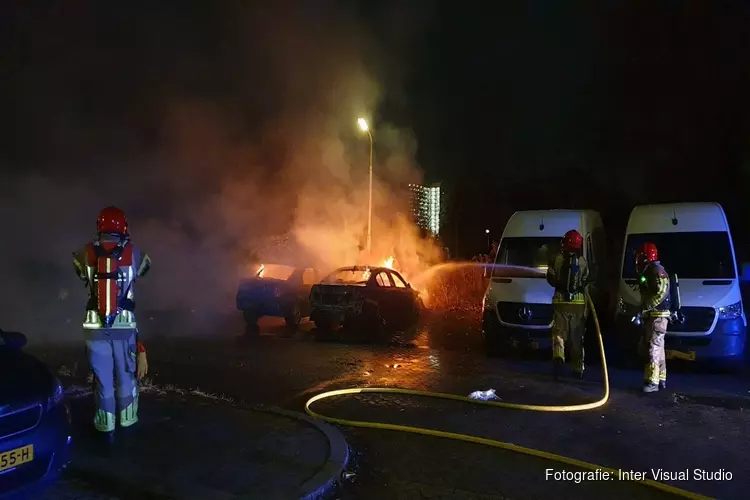 Twee auto&#39;s door brand verwoest in Poelenburg