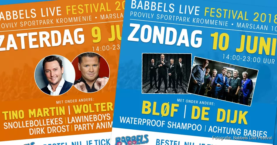 Tino Martin, Wolter Kroes, Bløf en De Dijk komend weekend op Babbels Live Festival